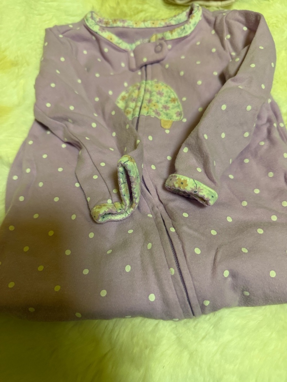Carter's Lavender Polka Dot Footed Pajamas with Umbrella Applique